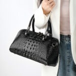 Croc-Embossed Dome Satchel detail view 2