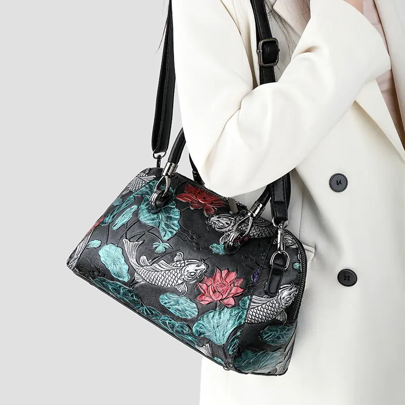 Croc-Embossed Dome Satchel detail view 5