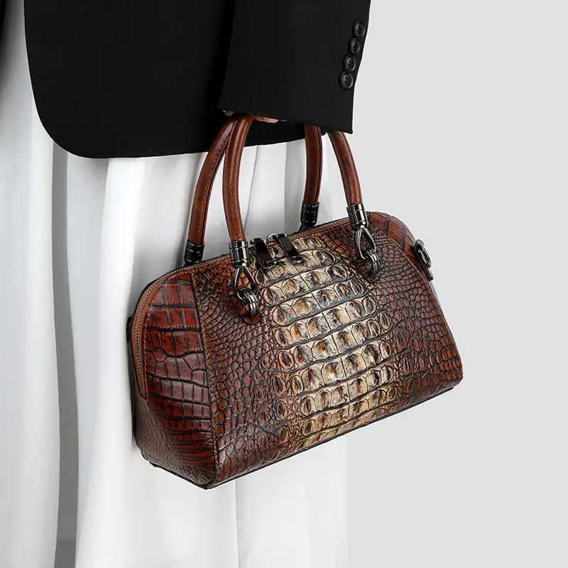 Croc-Embossed Dome Satchel detail view 7