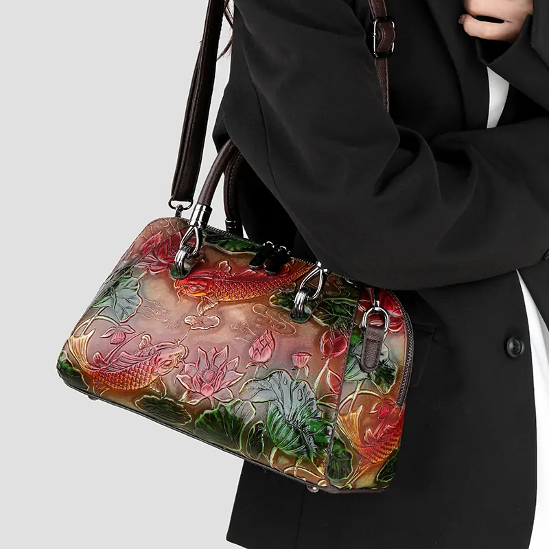 Croc-Embossed Dome Satchel detail view 8