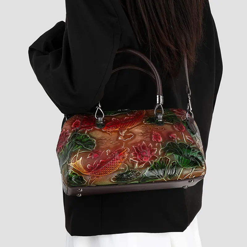 Croc-Embossed Dome Satchel detail view 9
