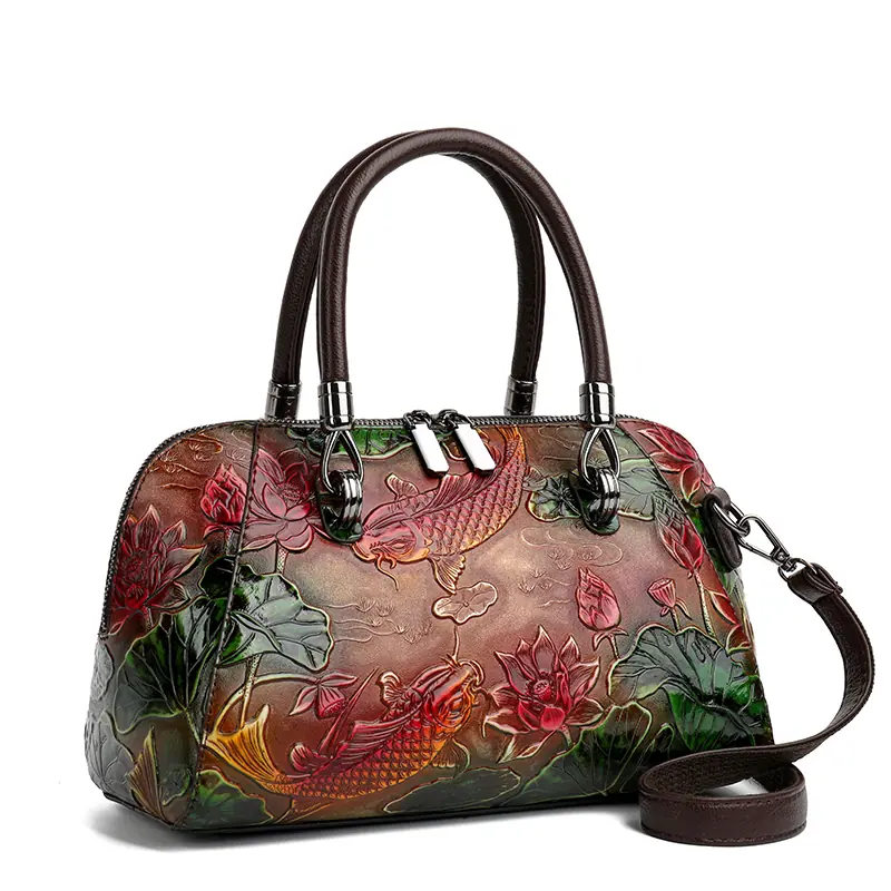Croc-Embossed Dome Satchel detail view 10