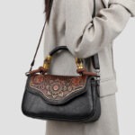 Carved Floral Bamboo-Handle Satchel detail view 3