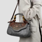 Carved Floral Bamboo-Handle Satchel detail view 5