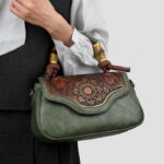Carved Floral Bamboo-Handle Satchel detail view 6