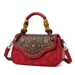 Carved Floral Bamboo-Handle Satchel detail view 11