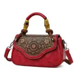 Carved Floral Bamboo-Handle Satchel detail view 11