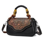 Carved Floral Bamboo-Handle Satchel detail view 12
