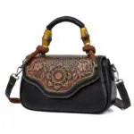 Carved Floral Bamboo-Handle Satchel detail view 12