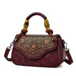 Carved Floral Bamboo-Handle Satchel detail view 14