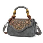 Carved Floral Bamboo-Handle Satchel detail view 15