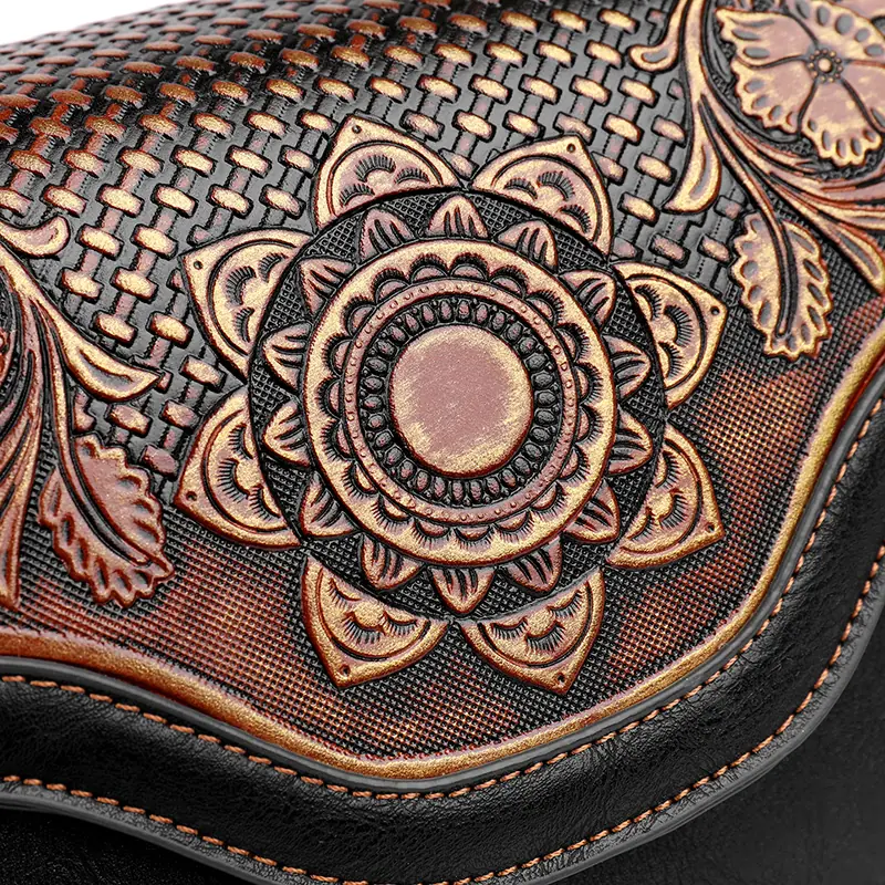 Carved Floral Bamboo-Handle Satchel detail view 21