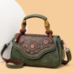 Carved Floral Bamboo-Handle Satchel detail view 31