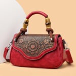 Carved Floral Bamboo-Handle Satchel detail view 34