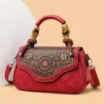 Carved Floral Bamboo-Handle Satchel detail view 34