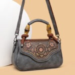 Carved Floral Bamboo-Handle Satchel detail view 35