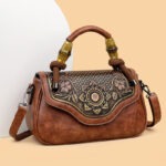 Carved Floral Bamboo-Handle Satchel detail view 36