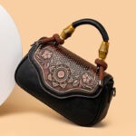 Carved Floral Bamboo-Handle Satchel detail view 37