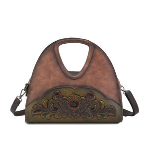 Floral Embossed Half-Moon Handbag detail view 1