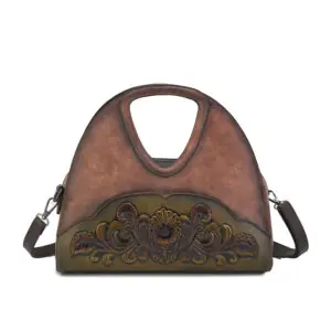 Floral Embossed Half-Moon Handbag detail view 1