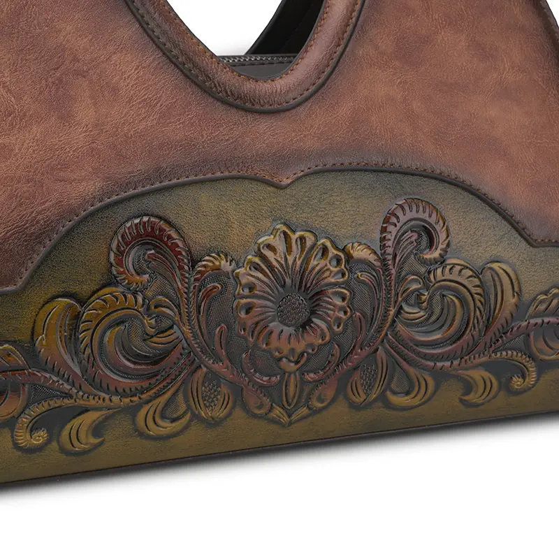Floral Embossed Half-Moon Handbag detail view 6