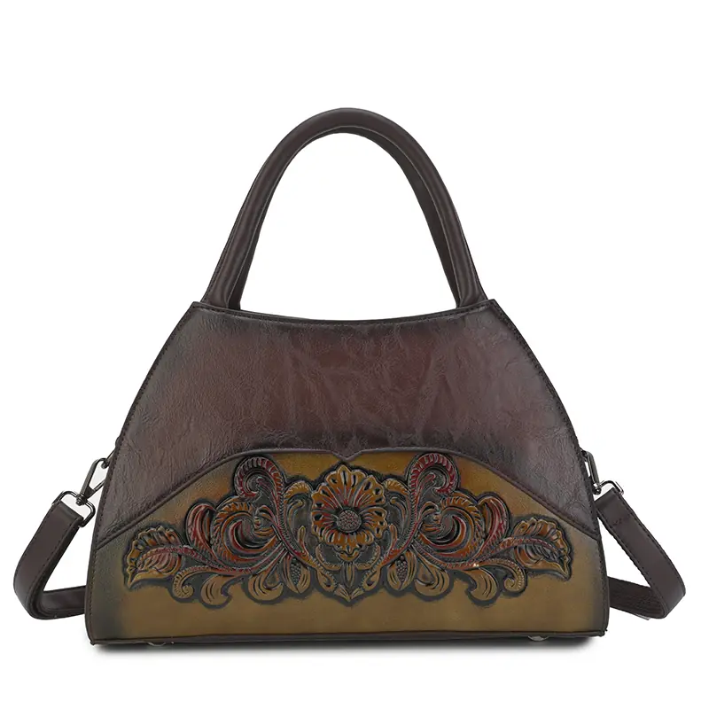 Floral Medallion Trapeze Handbag - Detail 1 Floral Medallion Trapeze Handbag detail view 1