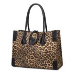 Leopard Print Braided-Handle Tote detail view 1