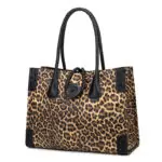 Leopard Print Braided-Handle Tote detail view 1