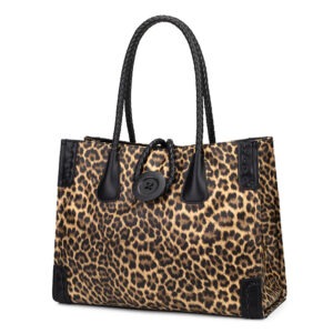 Leopard Print Braided-Handle Tote detail view 1