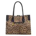 Leopard Print Braided-Handle Tote detail view 3