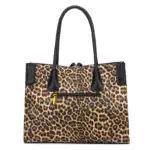 Leopard Print Braided-Handle Tote detail view 3