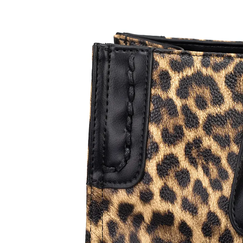 Leopard Print Braided-Handle Tote detail view 6