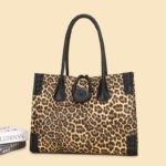 Leopard Print Braided-Handle Tote detail view 12
