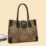 Leopard Print Braided-Handle Tote detail view 13