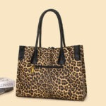 Leopard Print Braided-Handle Tote detail view 15