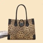 Leopard Print Braided-Handle Tote detail view 16
