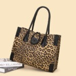 Leopard Print Braided-Handle Tote detail view 17