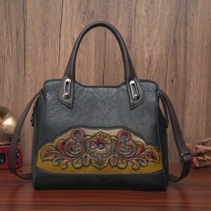 Floral Embossed Structured Tote in black