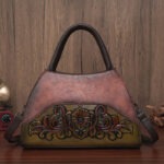 Floral Medallion Trapeze Handbag in brown