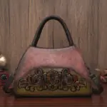 Floral Medallion Trapeze Handbag in brown