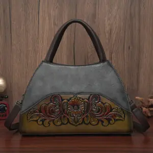 Floral Medallion Trapeze Handbag in gray