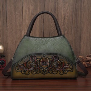 Floral Medallion Trapeze Handbag in green