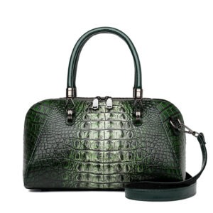 Croc-Embossed Dome Satchel in green