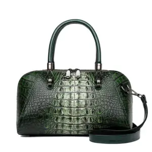Croc-Embossed Dome Satchel in green