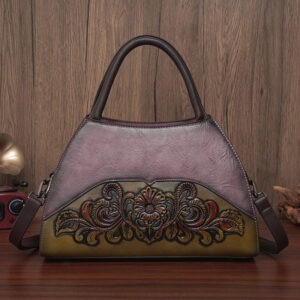 Floral Medallion Trapeze Handbag in purple